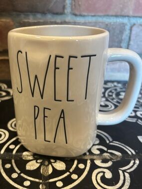 Rae Dunn Sweet Pea Ceramic Mug - Cream Coffee Cup